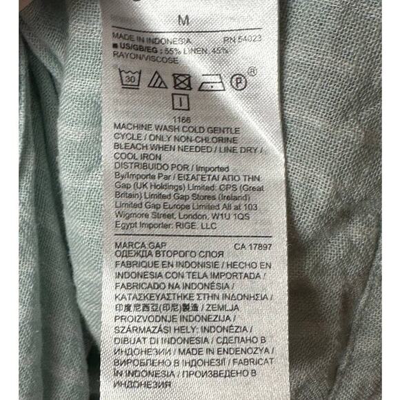 Gap Blue Stripe Linen Blend Short Sleeve Blouse Women's Size M - Picture 5 of 5